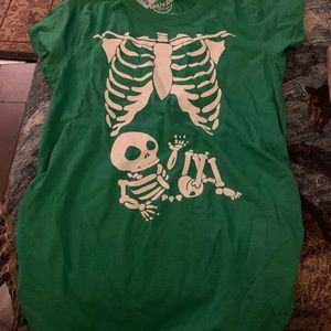 Cute green skeleton mommy and me t-shirt. Great for Halloween or any other time!